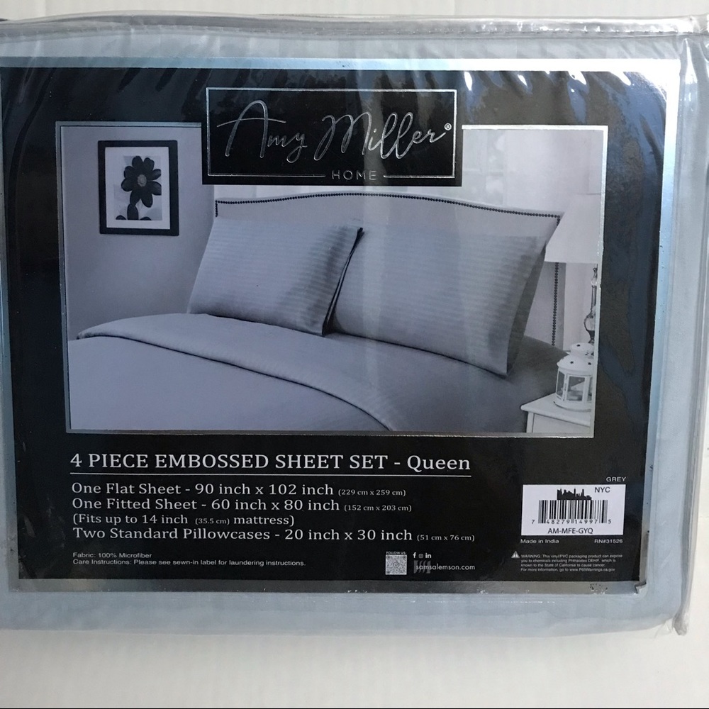 Amy Miller 4 Piece embossed Sheet Set BRAND NEW in Package